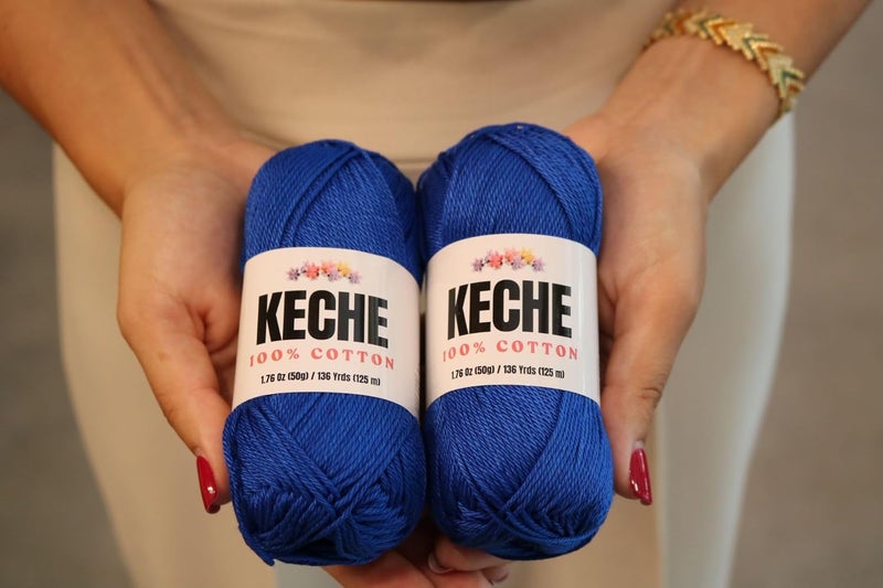 KECHE Cotton Yarn - 100% Cotton Yarn for Crocheting and Knitting, Mercerized Cotton Amigurumi Yarn Fine-Sport 2 1.76 oz (50g) / 136 Yrds (125 m) White - Image 2